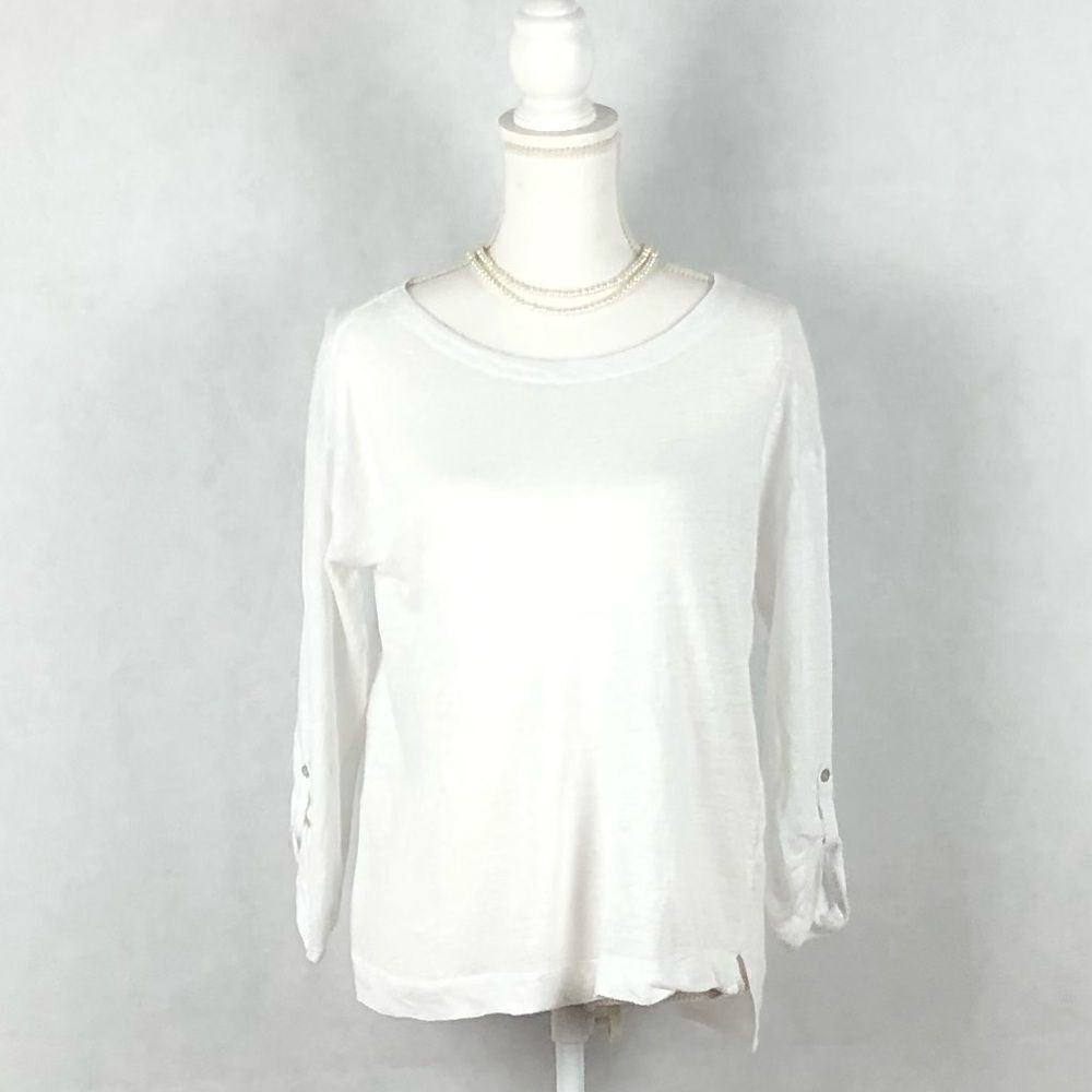 Sz S Adrienne Vittadini 100% Linen White Top